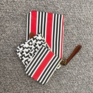 Fossil Red and Black Striped Pouches